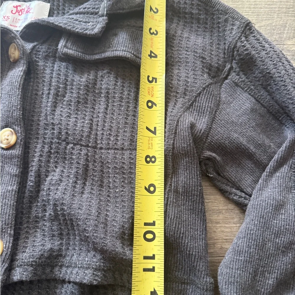 Justice Black Waffle Knit Button-Front Cardigan